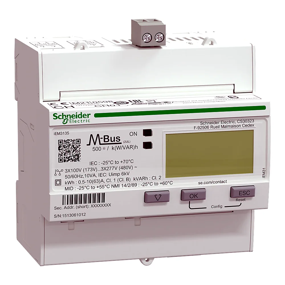 Лічильник електроенергії Acti9 iEM3135 3-фазний багатотарифний M-Bus 63 А Schneider Electric A9MEM3135