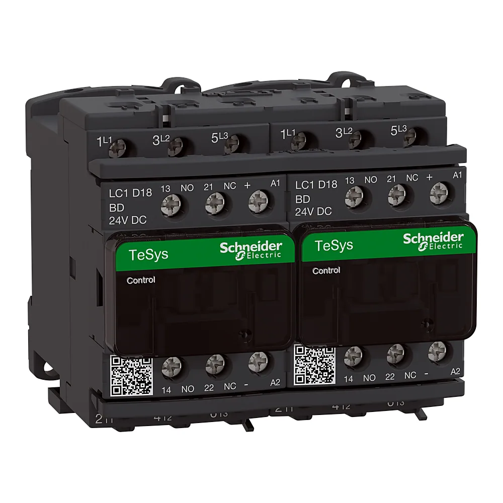 Контактор TeSys Deca реверсивний 3P 18 А 1NO+1NC котушка 24 В DC Schneider Electric LC2D18BD