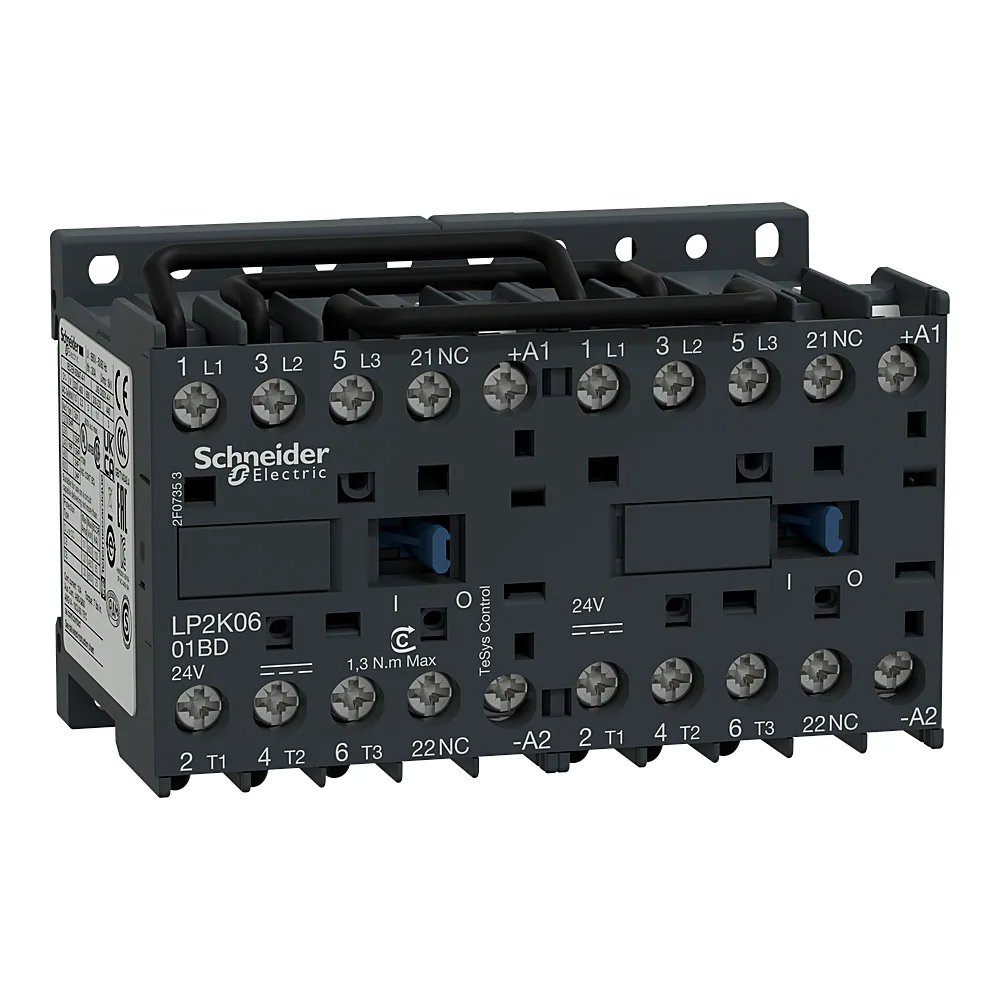 Контактор реверсивний TeSys K 3P 6 А 1NC DC 24 В гвинтові затискачі Schneider Electric LP2K0601BD