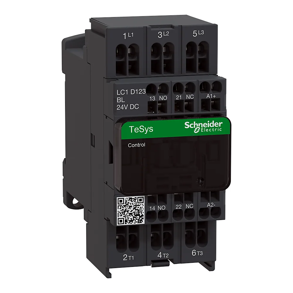 Контактор TeSys D 3P 12 А AC-3 24 В DC котушка зниженого споживання пружинні затискачі Schneider Electric LC1D123BL