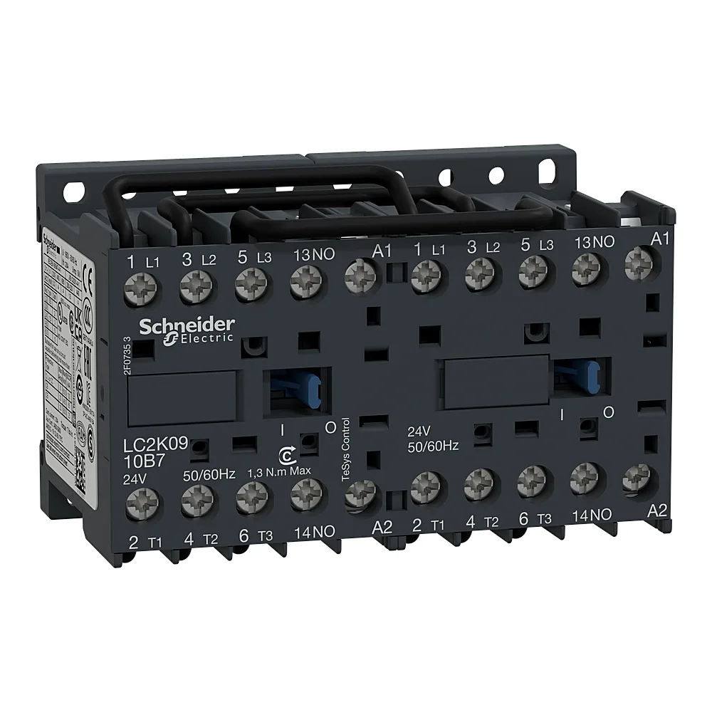 Контактор реверсивний TeSys K 3P 9 А 1NO AC 24 В 50 Гц гвинтові затискачі Schneider Electric LC2K0910B7