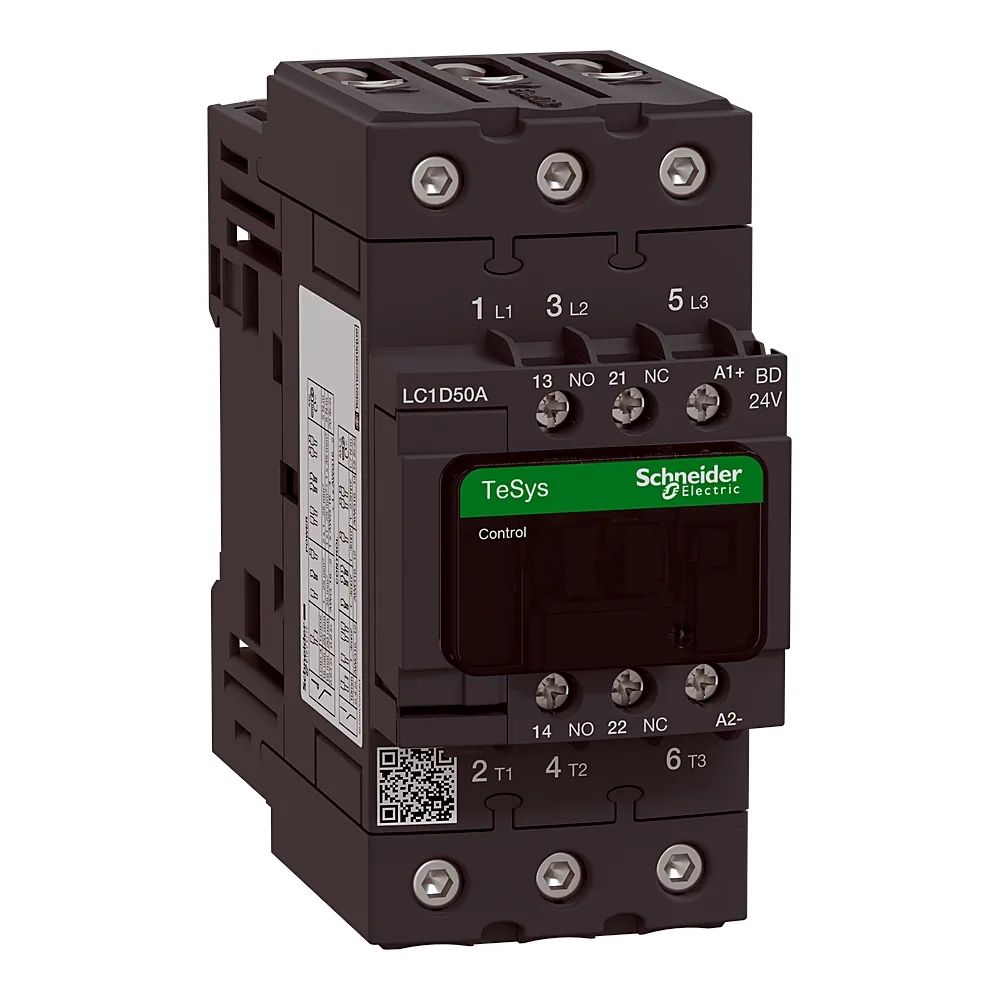 Контактор TeSys Deca 3P 50 А 440 В 1NO+1NC котушка 24 В DC затискачі Everlink Schneider Electric LC1D50ABD