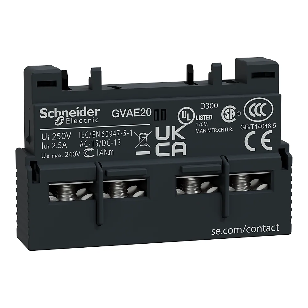 Додатковий контакт 2NO фронтальний монтаж для GV2/GV3 Schneider Electric GVAE20