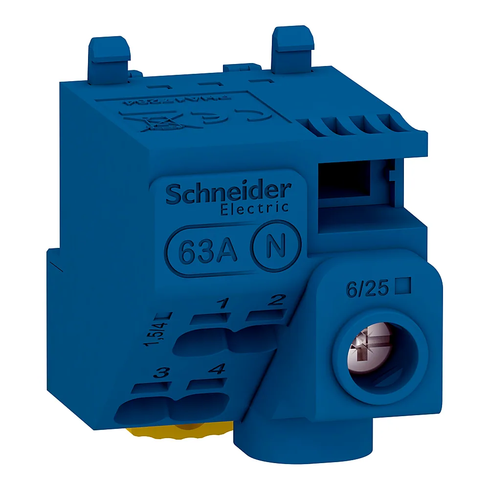 Клемний блок N 5 отворів 1х25+4х4 мм² Schneider Electric LGYT1N05