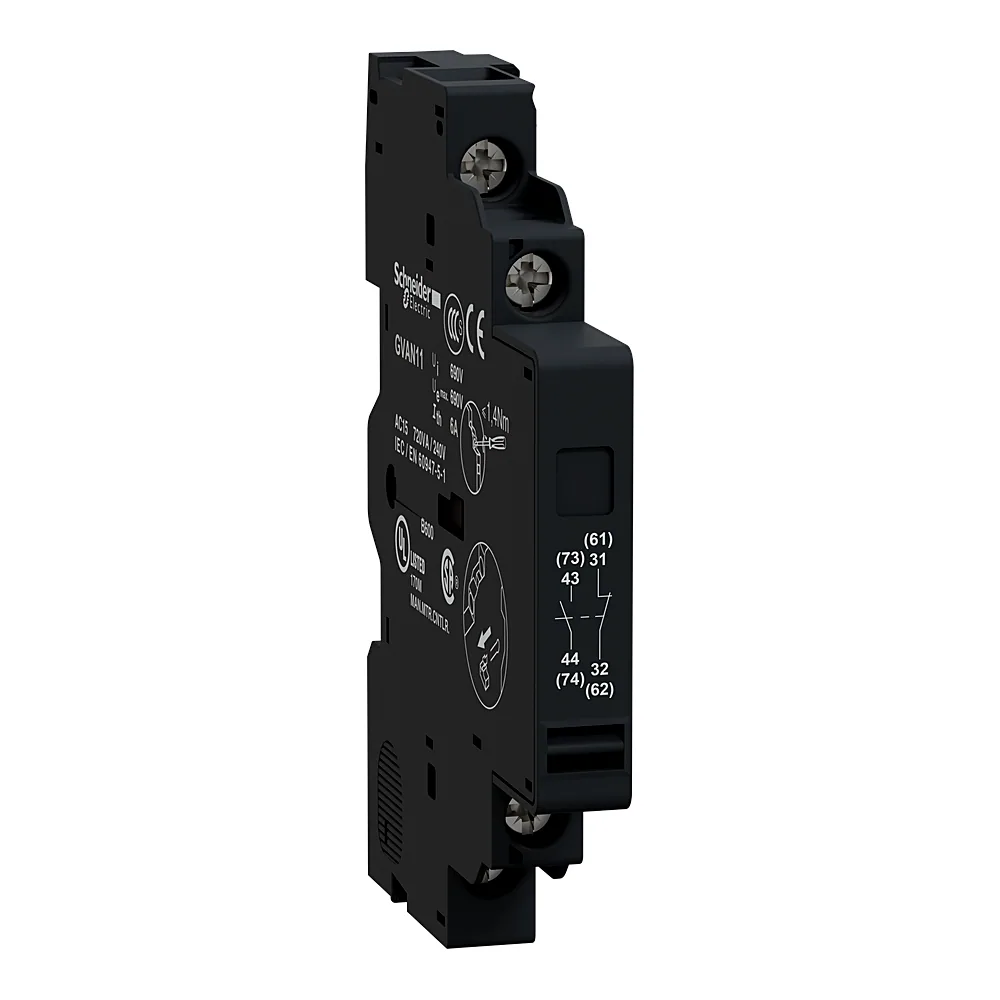 Додатковий контакт 1NO+1NC боковий монтаж для GV2/GV3 пакування 24 шт Schneider Electric GVAN11TQ