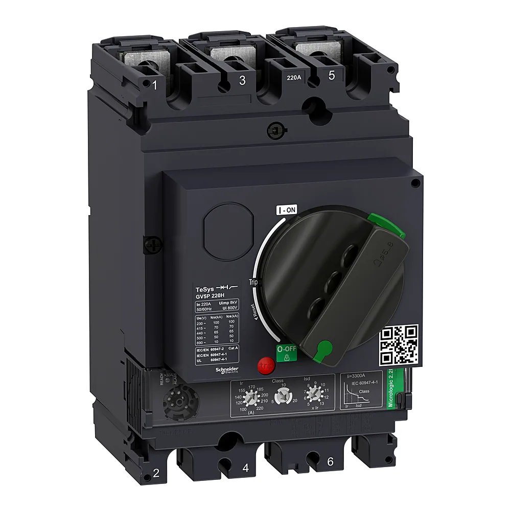 Автоматичний вимикач захисту двигуна TeSys GV5 3P 220 А 70 кА термомагнітний Schneider Electric GV5P220H