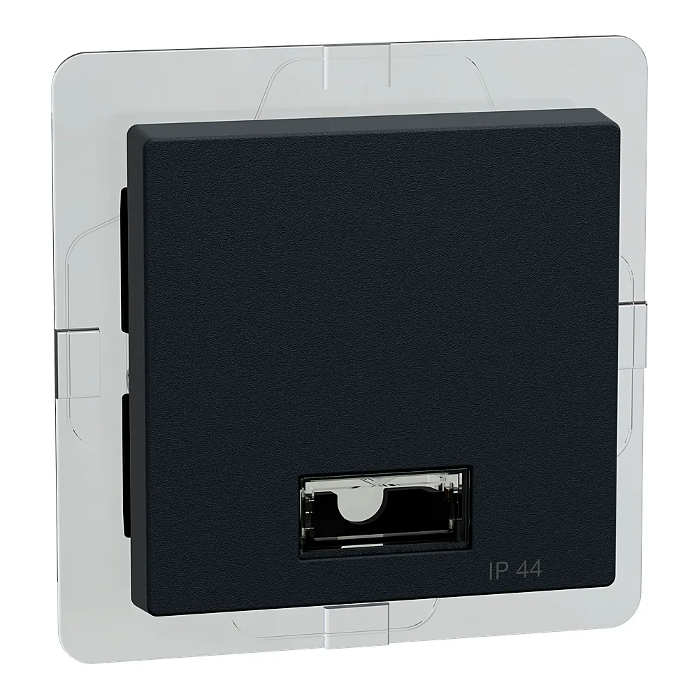 Накладка 1-клавішного вимикача System M IP44 з вікном для символу антрацит Schneider Electric 433714
