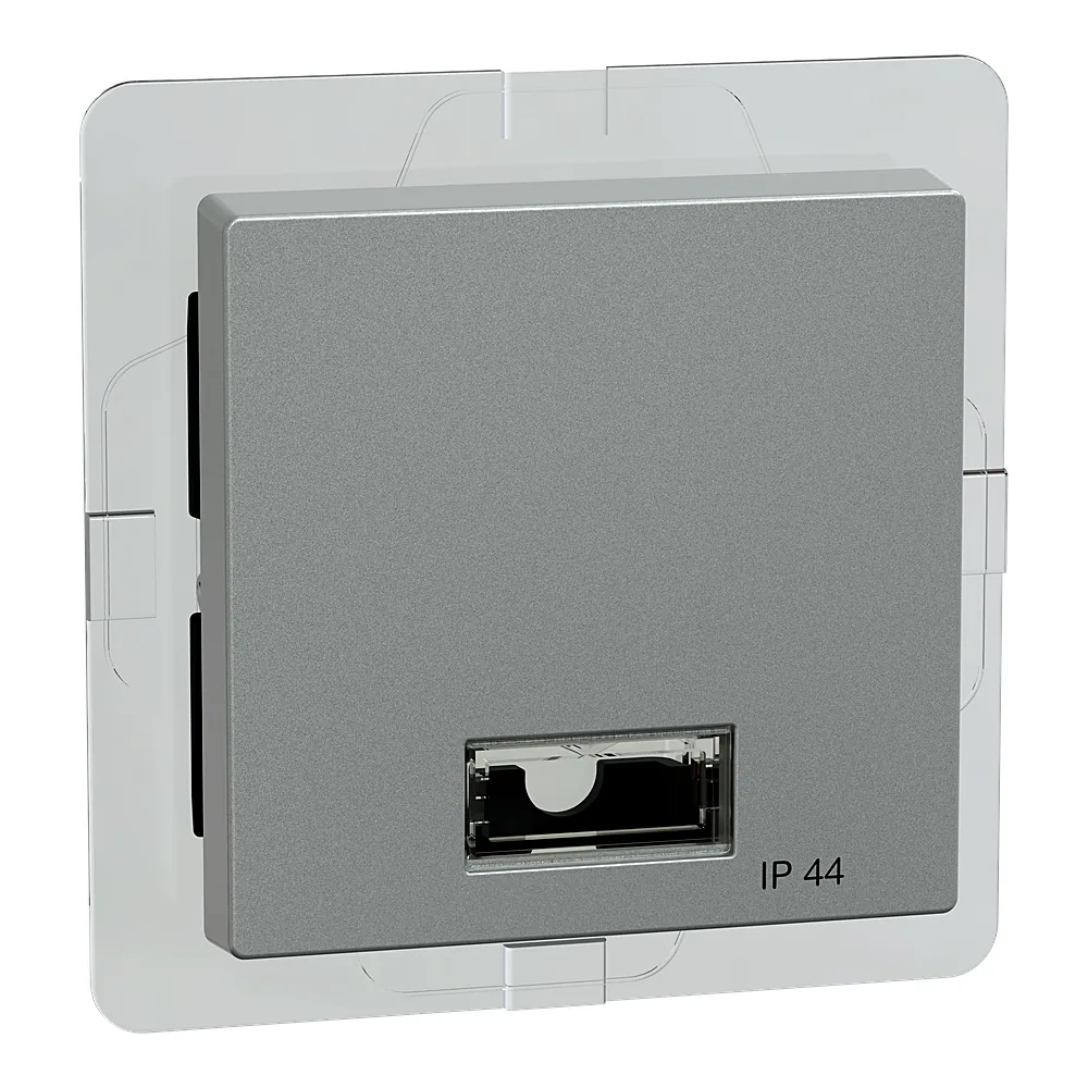 Накладка 1-клавішного вимикача System M IP44 з вікном для символу алюміній Schneider Electric 433760