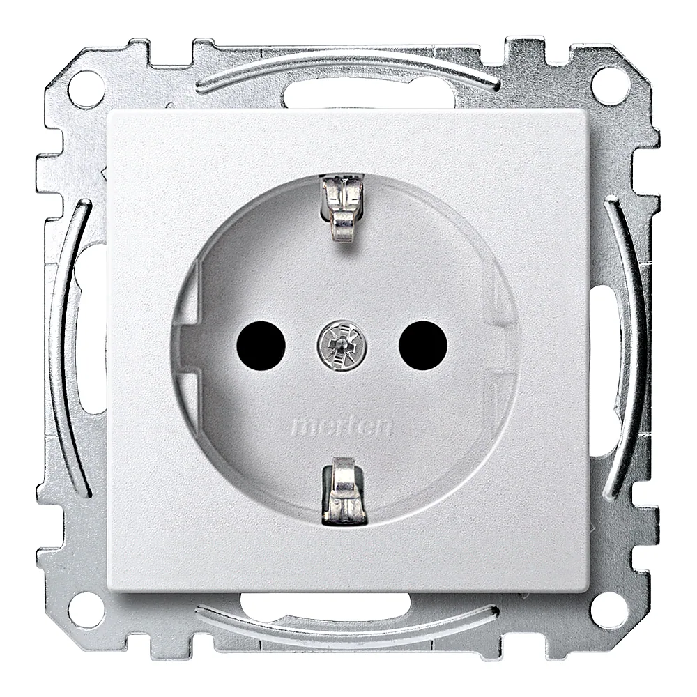 Розетка System M з заземленням зі шторками 16 А полярно-біла Schneider Electric MEG2300-0419