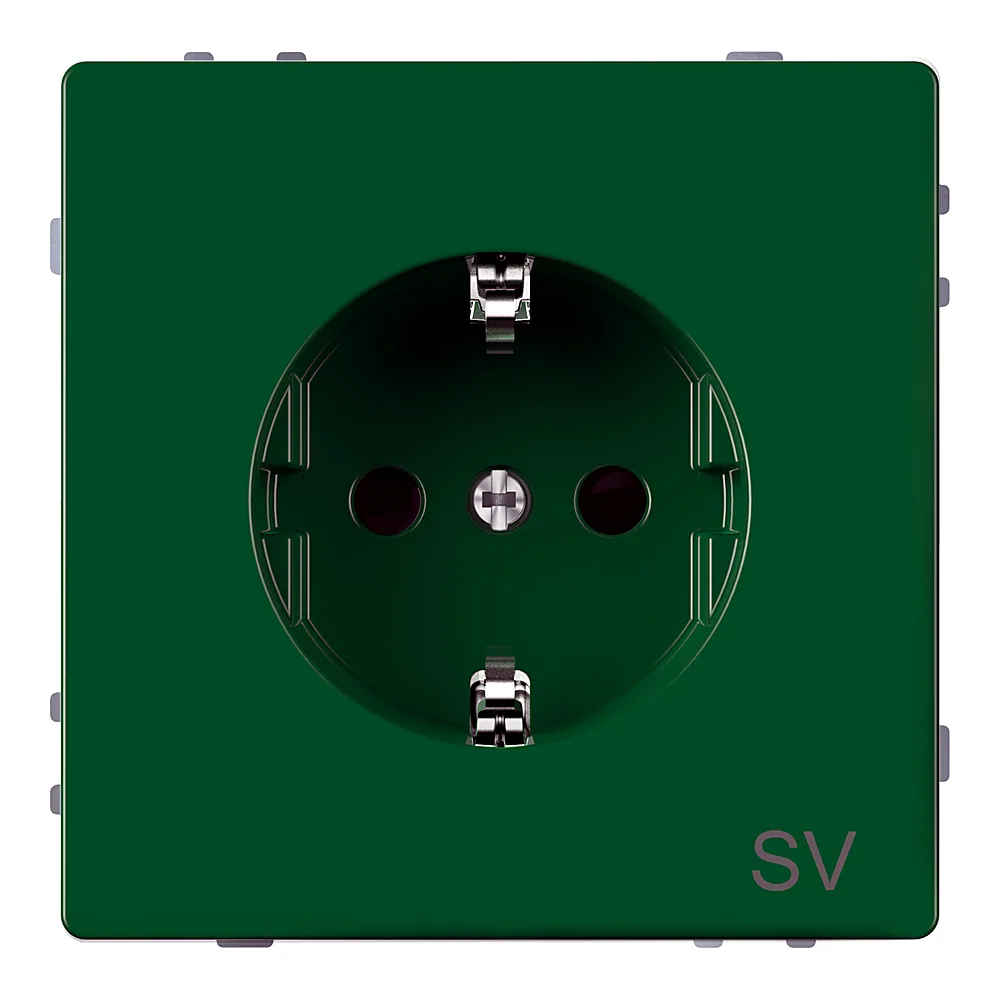 Розетка System D з заземленням зі шторками 16 А зелена Schneider Electric MEG2300-6004