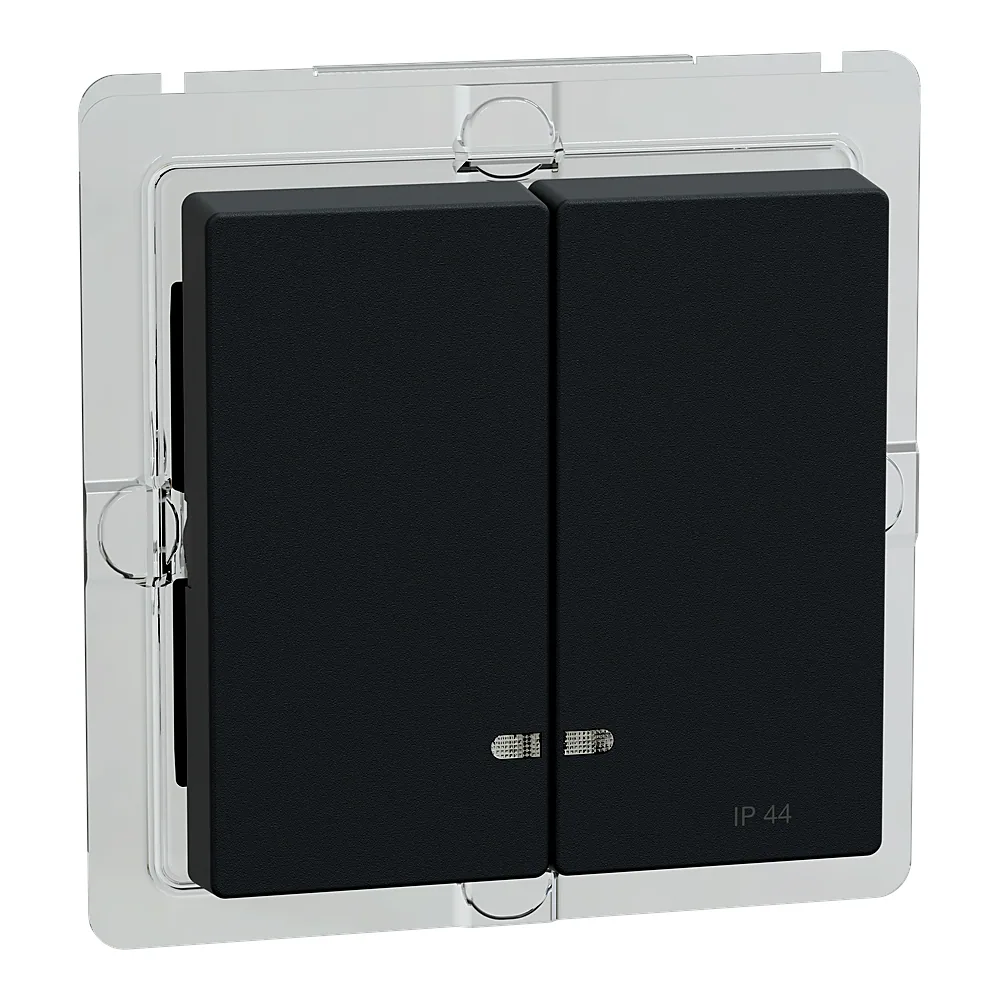 Накладка 2-клавішного вимикача System M IP44 з вікном підсвічування антрацит Schneider Electric MEG3424-0414