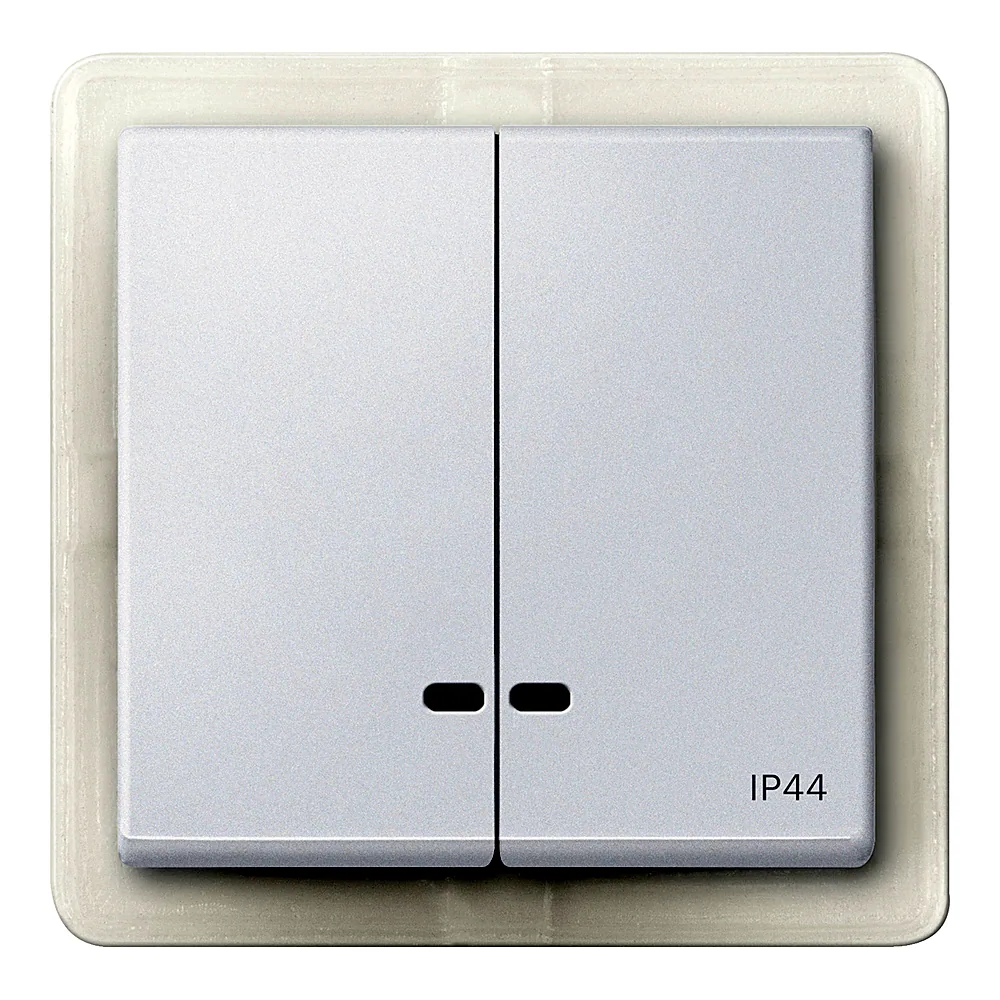 Накладка 2-клавішного вимикача System M IP44 з вікном підсвічування полярно-біла Schneider Electric MEG3424-0419