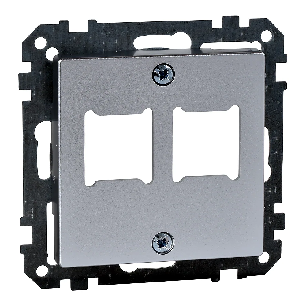 Накладка System M для розетки 2xRJ11/RJ45 алюміній Schneider Electric MTN291260