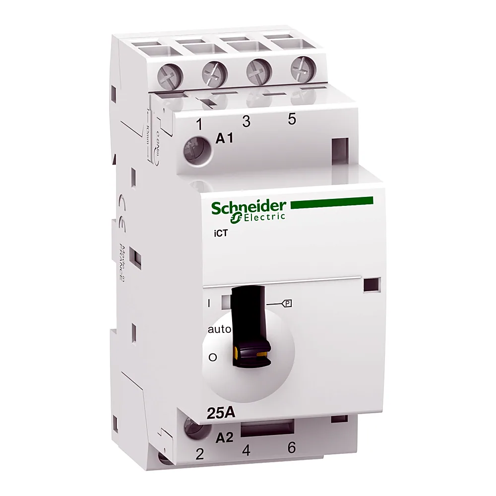 Контактор Acti9 iCT 25 А 4NO 220/240 В AC 50 Гц з ручним керуванням Schneider Electric A9C21834