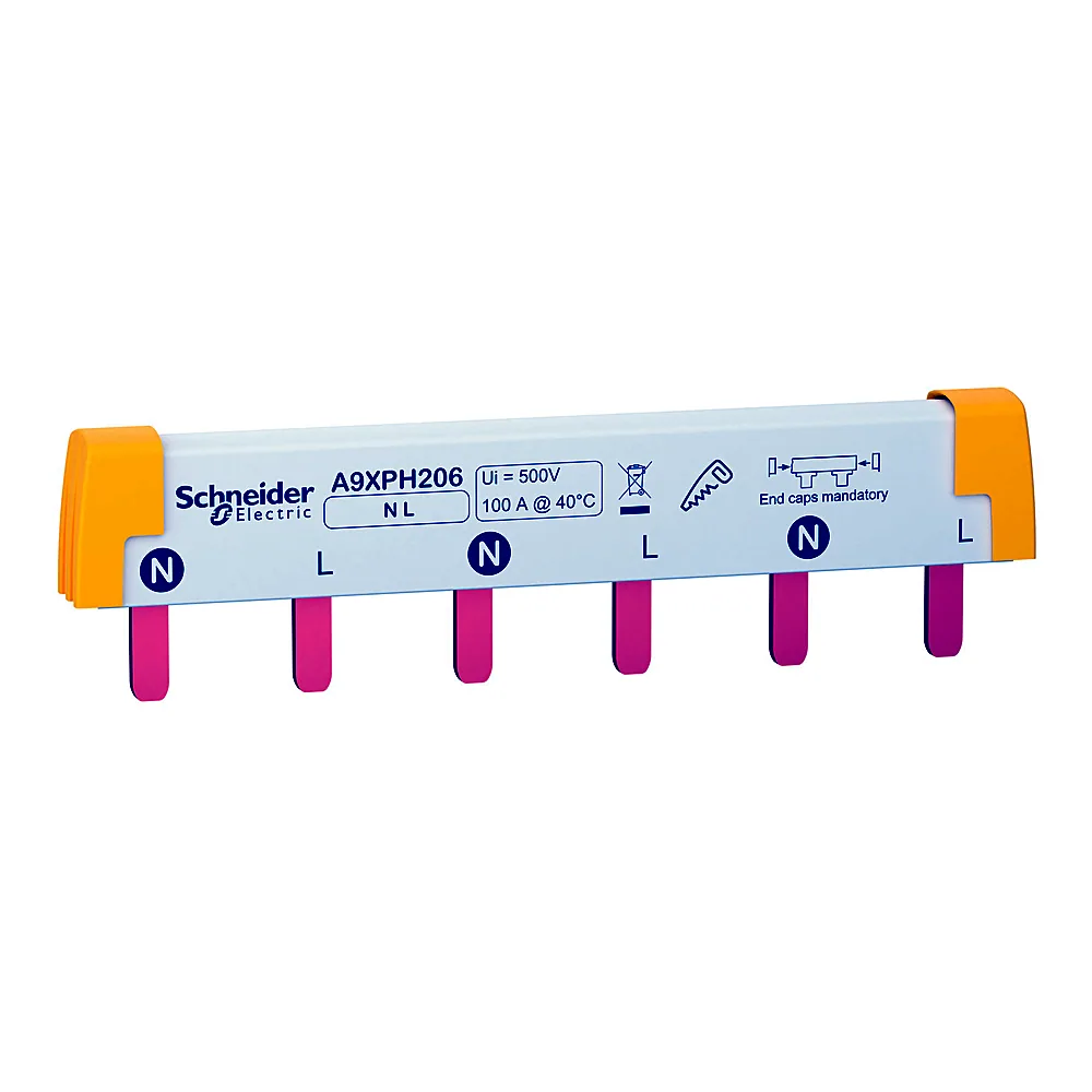 Шина гребінчаста Acti9 1L+N крок 18 мм 6 модулів 100 А Schneider Electric A9XPH206