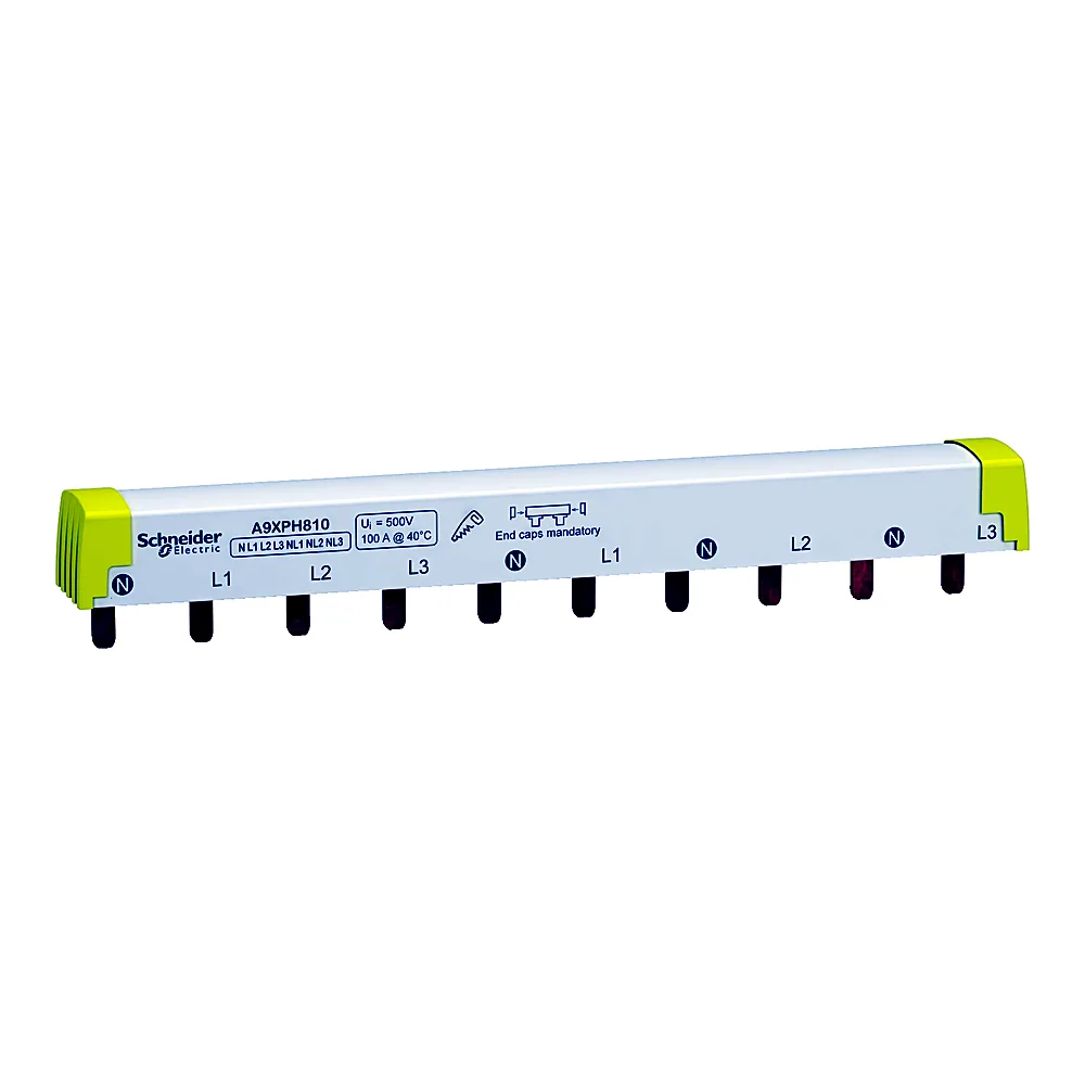 Шина гребінчаста Acti9 нижня 3L+N крок 18 мм 10 модулів 80 А Schneider Electric A9XPH810