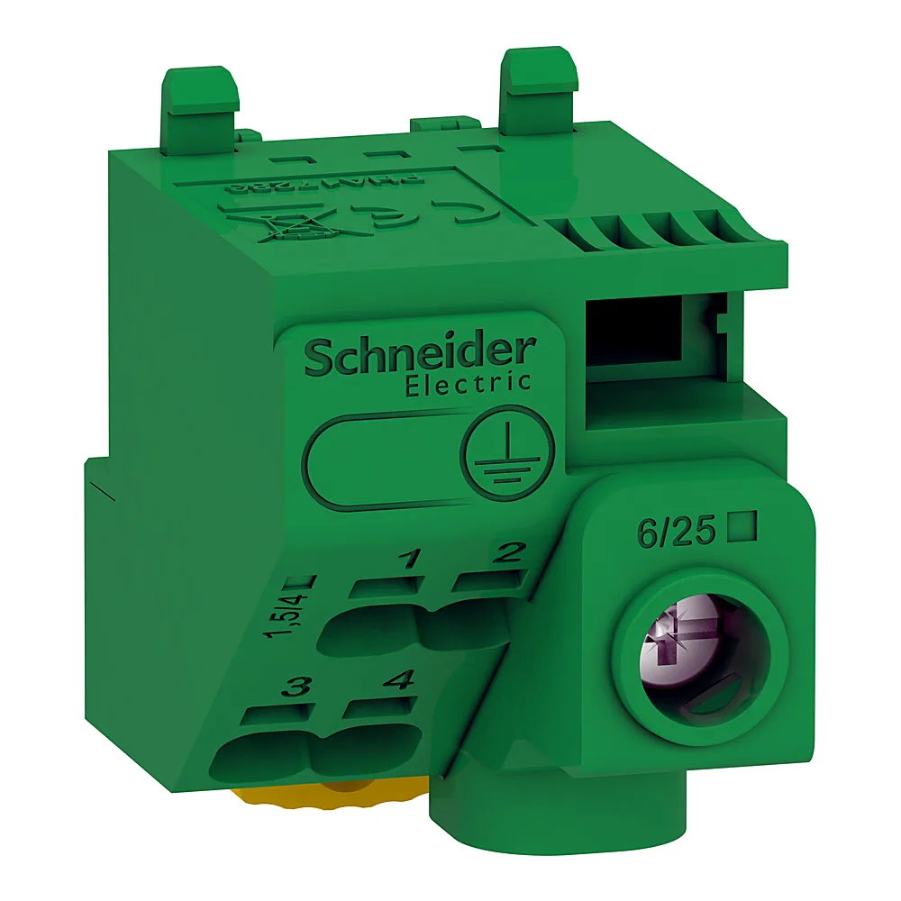 Клемний блок PE 5 отворів 1х25+4х4 мм² Schneider Electric LGYT1E05