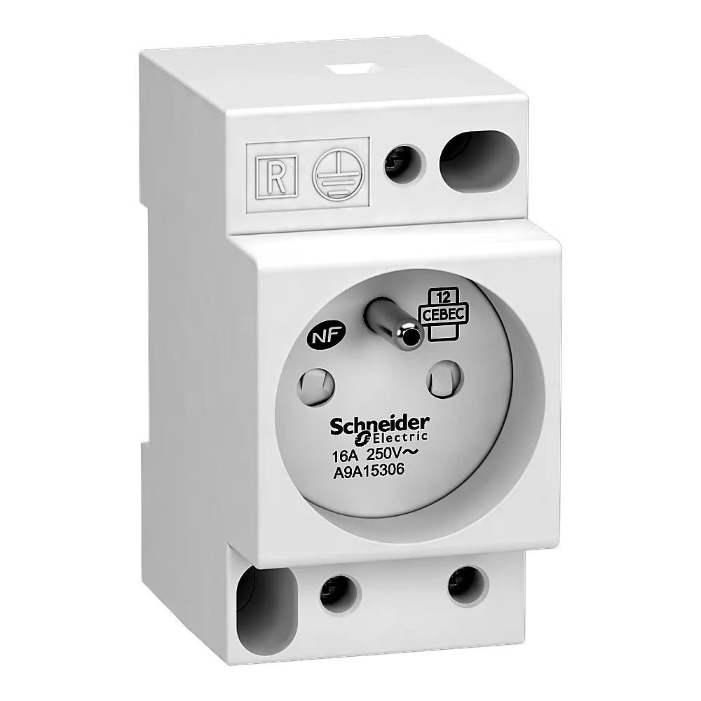 Розетка модульна Acti9 iPC 2P+E 16 А 250 В AC DIN французький стандарт NF C 15-100 Schneider Electric A9A15306