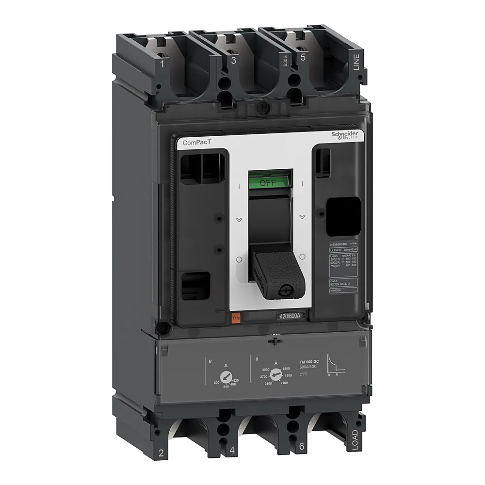 Автоматичний вимикач ComPacT NSX630S 3P 600 А 100 кА розчеплювач TMD DC Schneider Electric C63S3TM600D
