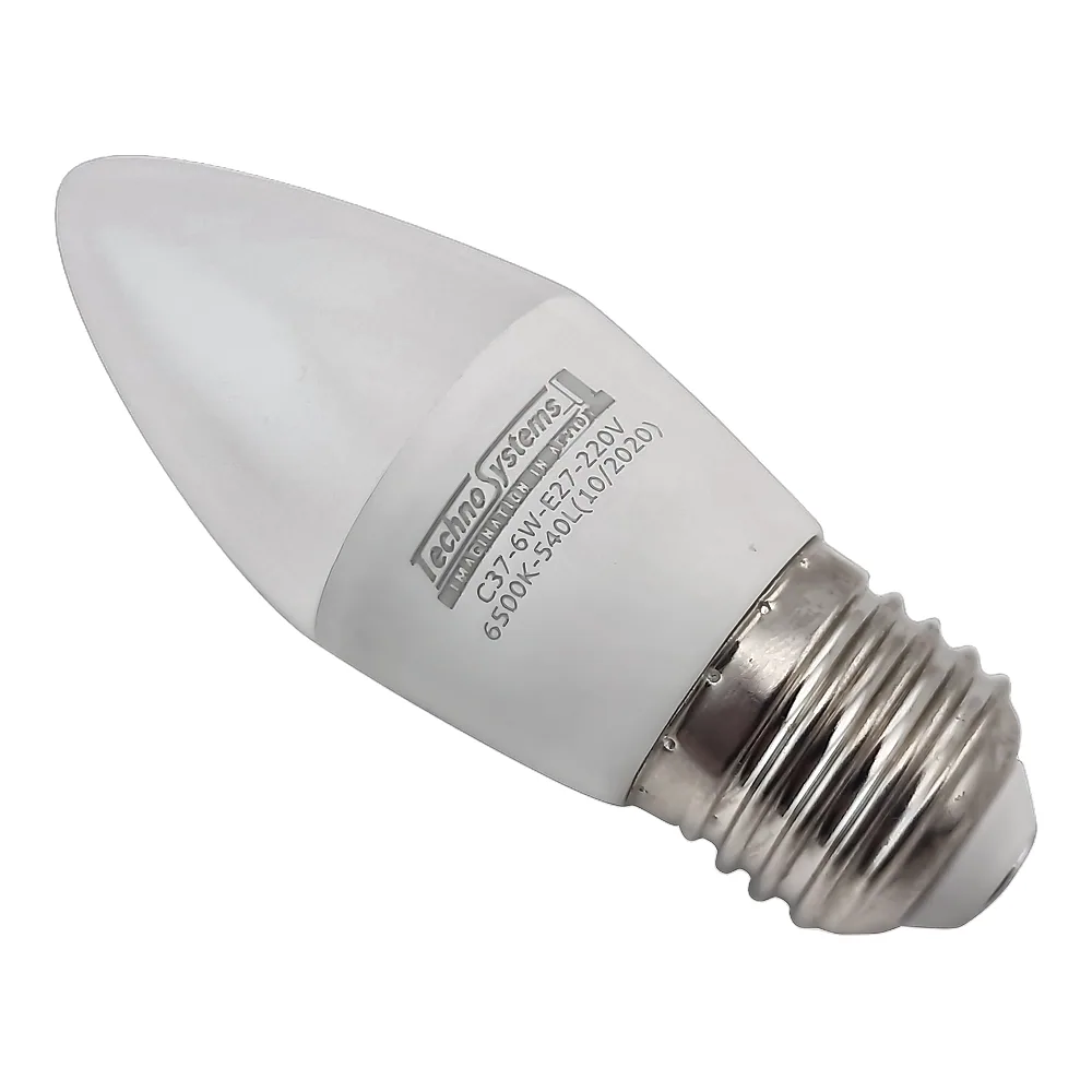 Світлодіодна лампа LED Bulb-C37-6W-E27-220V-6500K-540L ICCD (свічка) BULB TECHNO SYSTEM TNSy5000252