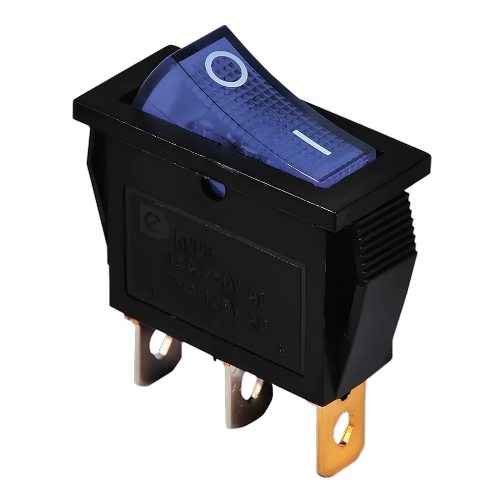 Перемикач KCD3-101N BL/B 220 В Перемикач 1 клав синій з підсвічуванням TECHNO SYSTEM TNSy5500836