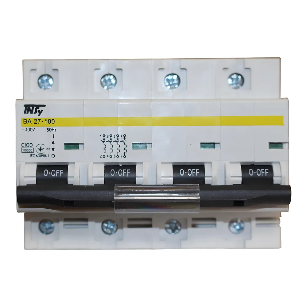 Автоматичний вимикачВА27-100 4P 100 А 10 кА характеристика C TECHNO SYSTEM TNSy5504871