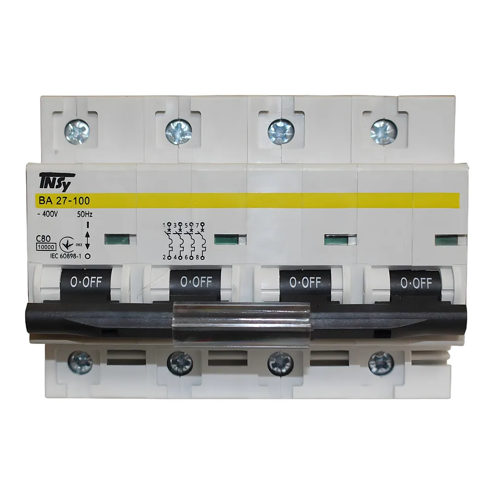Автоматичний вимикачВА27-100 4P 80 А 10 кА характеристика C TECHNO SYSTEM TNSy5504870