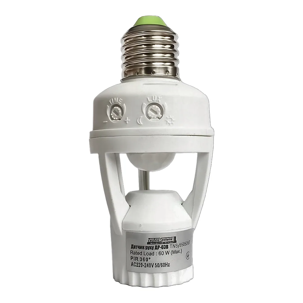 Датчик руху ДР 03B білий Е27 60 Вт. 360 градусів 7 м. IP20 TECHNO SYSTEM TNSy5505267