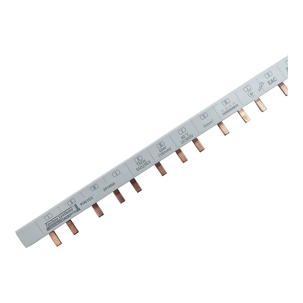 Шина з'єднувальна PIN103 3P 40 А 6 мм² 54 модулі 1 м. (штир) TECHNO SYSTEM TNSy5502963