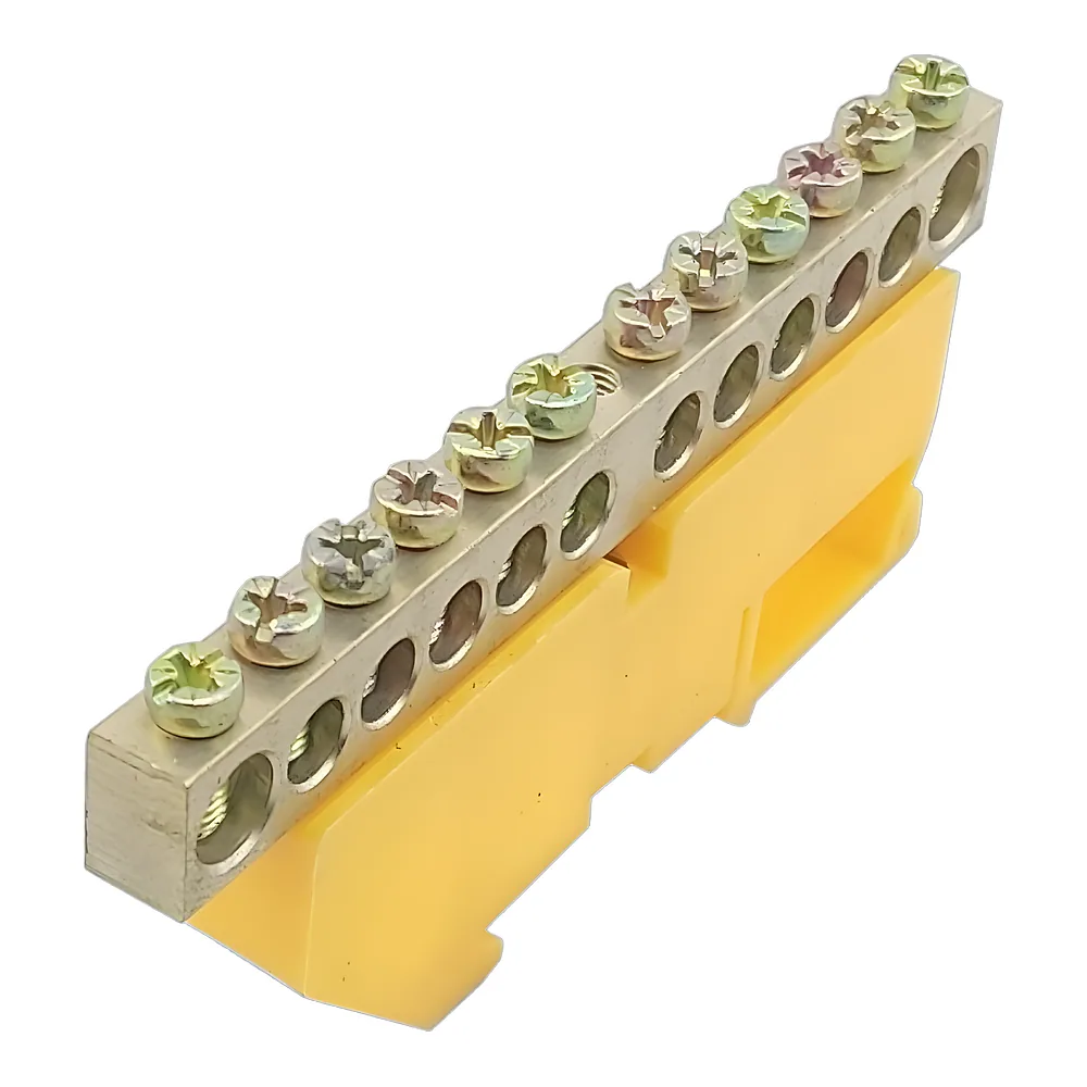 Нульова шина N/PE на DIN-рейку ШЛІ8х12-12 жовта TECHNO SYSTEM TNSy5503136