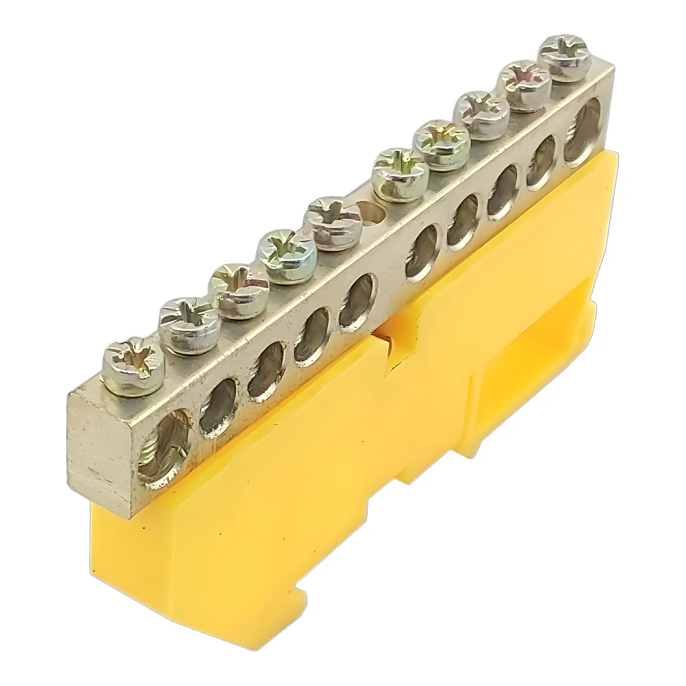 Нульова шина N/PE на DIN-рейку ШЛІ8х12-10 жовта TECHNO SYSTEM TNSy5503135