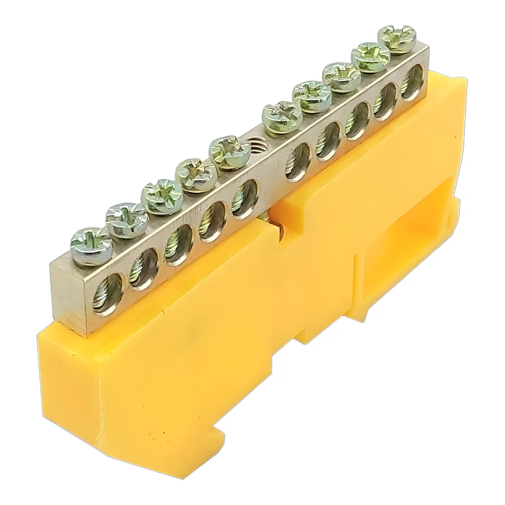 Нульова шина N/PE на DIN-рейку ШЛІ6х9-10 жовта TECHNO SYSTEM TNSy5503126