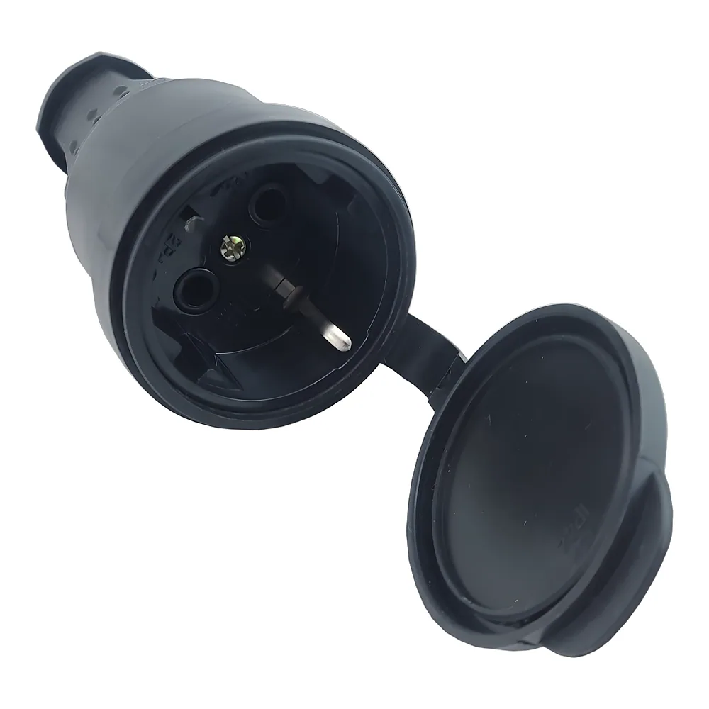 Розетка з захисною кришкою заземленням переносна RUBBER IP44 TECHNO SYSTEM TNSy5000074