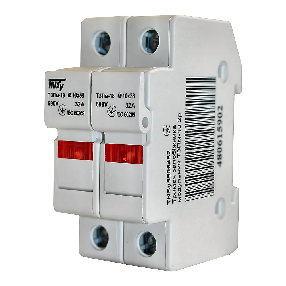 Тримач запобіжника модульний ТЗПм-18 2P 10х38 32 А TECHNO SYSTEM TNSy5506452