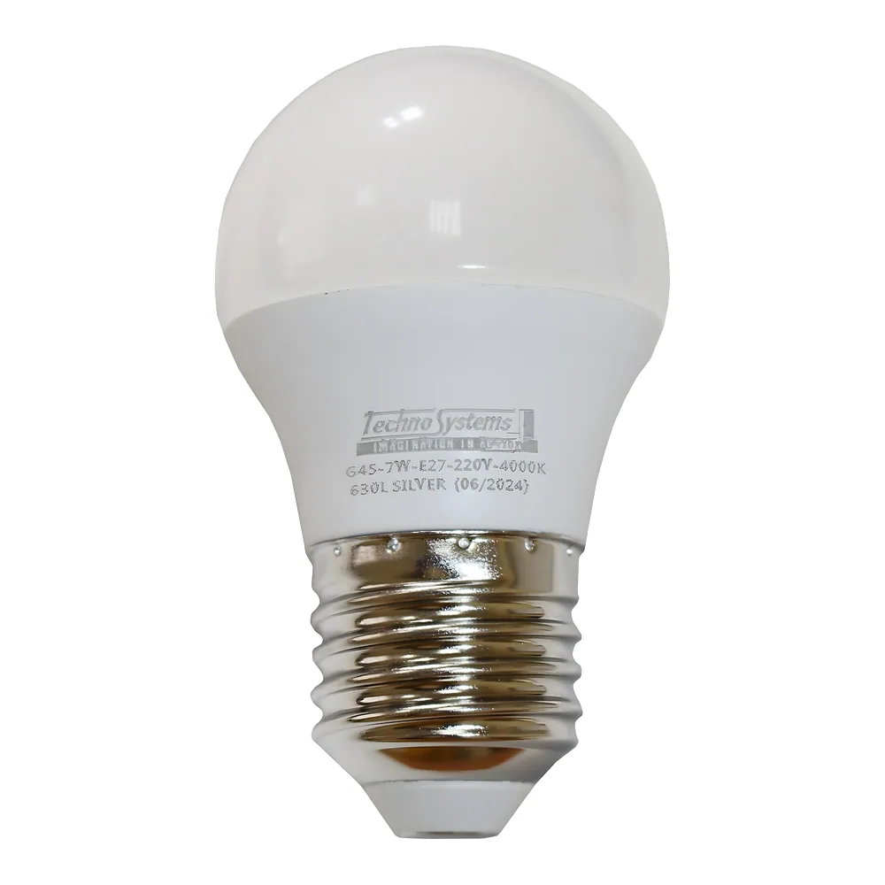Світлодіодна лампа LED Bulb-G45-7W-E27-220V-4000K-630L SILVER BULB TECHNO SYSTEM TNSy5000601