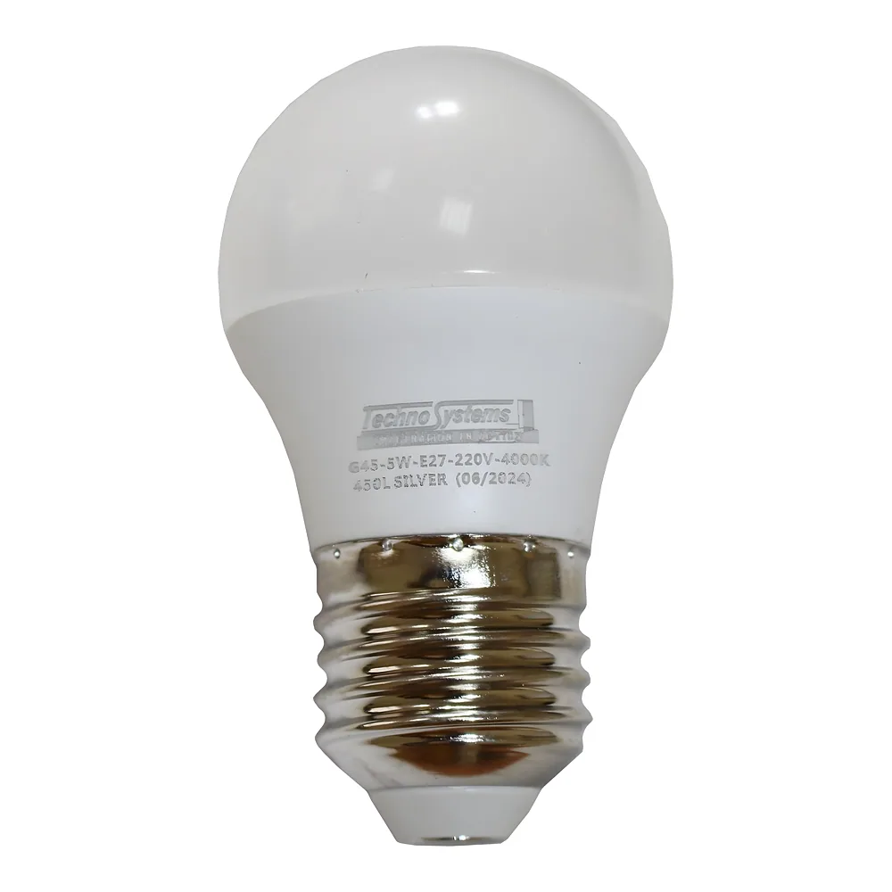 Світлодіодна лампа LED Bulb-G45-5W-E27-220V-4000K-450L SILVER BULB TECHNO SYSTEM TNSy5000600