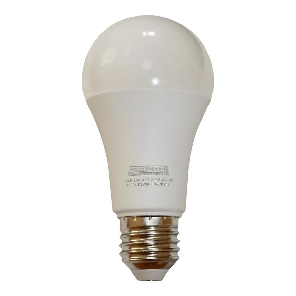 Світлодіодна лампа LED Bulb-A60-20W-E27-220V-6500K-1800L SILVER BULB TECHNO SYSTEM TNSy5000613