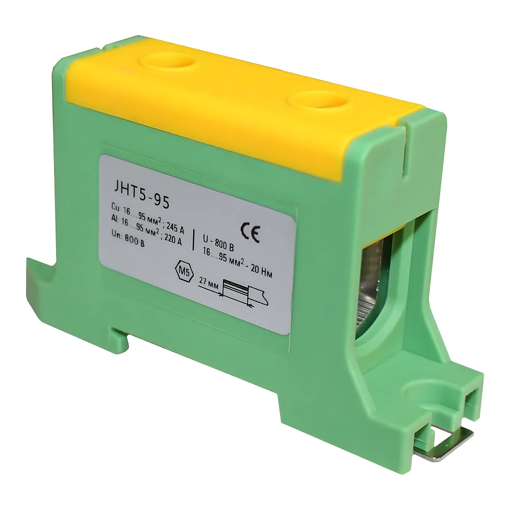 Клема силова СКНГз-JHT5-95 16-95 мм² 220 А «PE» жовто-зелена TECHNO SYSTEM TNSy5506240