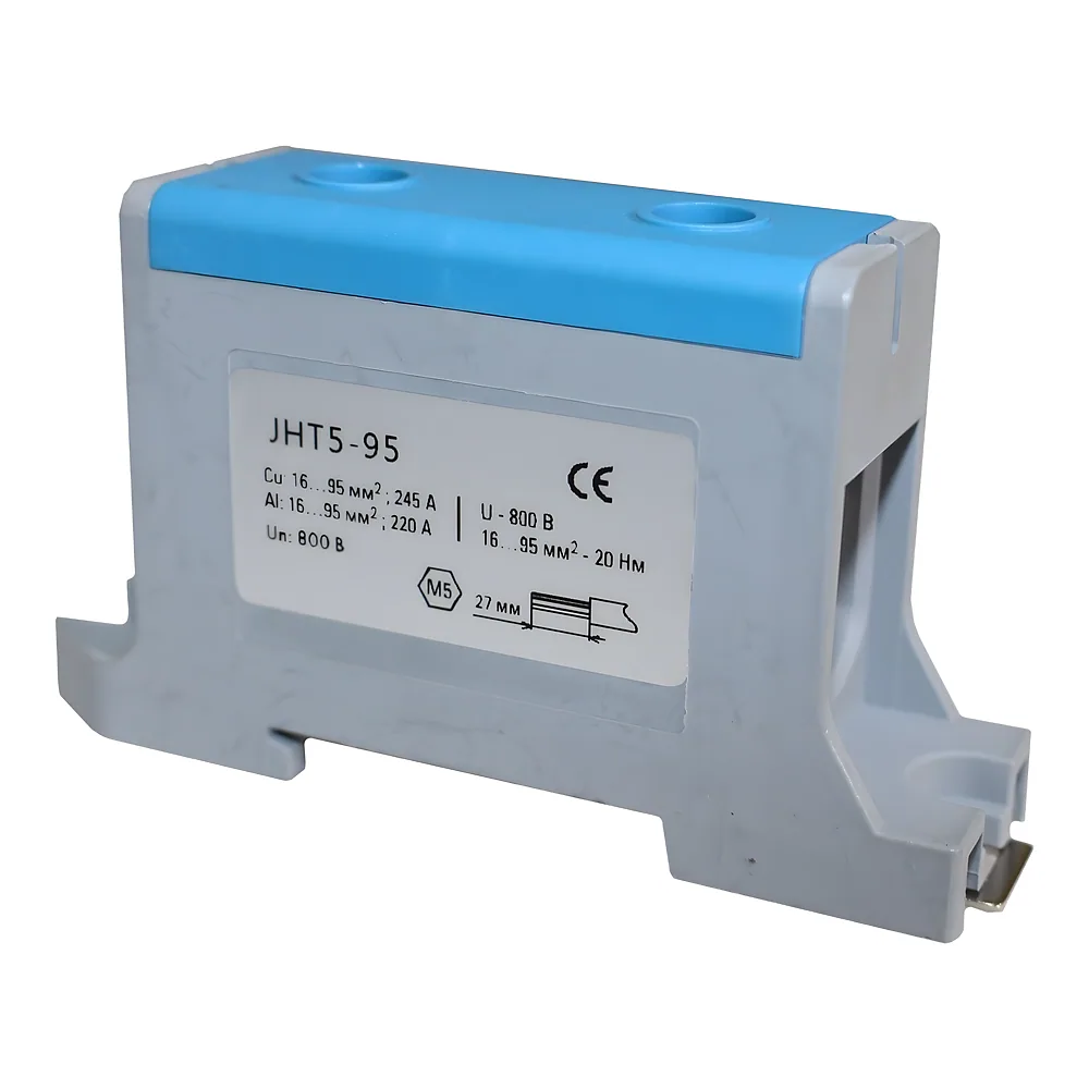 Клема силова СКНГ-JHT5-95 16-95 мм² 220 А «N» синій TECHNO SYSTEM TNSy5506241
