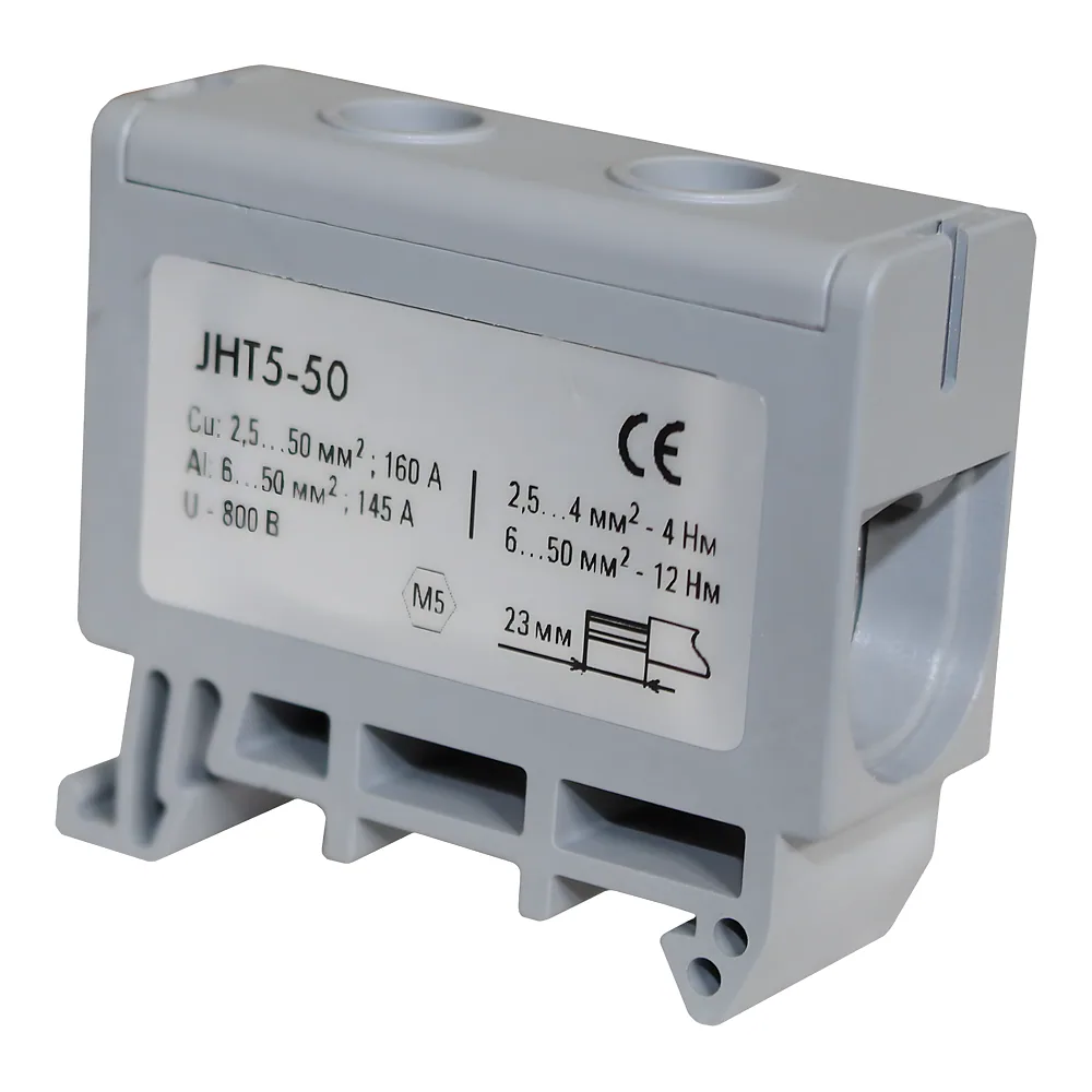 Клема силова СКНГ-JHT5-50 6-50 мм² 145 А сірий TECHNO SYSTEM TNSy5506239