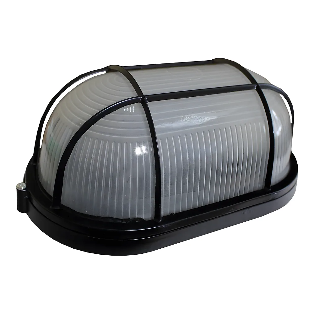 Світильник НПП1202-100W-E27-IP65 овал чорний з решіткою TECHNO SYSTEM TNSy5001187