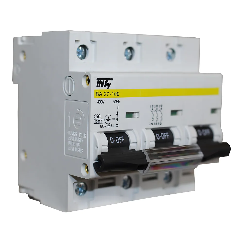 Автоматичний вимикач ВА27-100 3P 50 А 10кА характеристика C TECHNO SYSTEM TNSy5504856