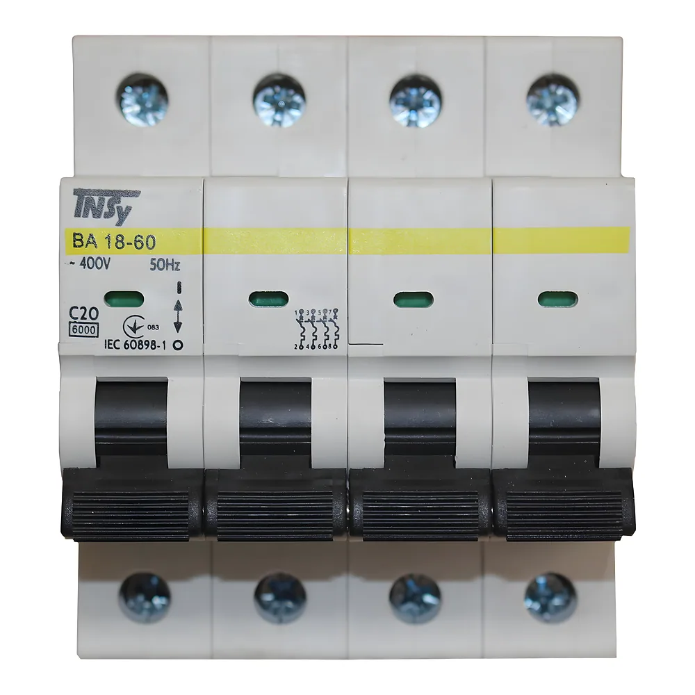 Автоматичний вимикач ВА18-60 4P 20 А 6кА характеристика C TECHNO SYSTEM TNSy5504761