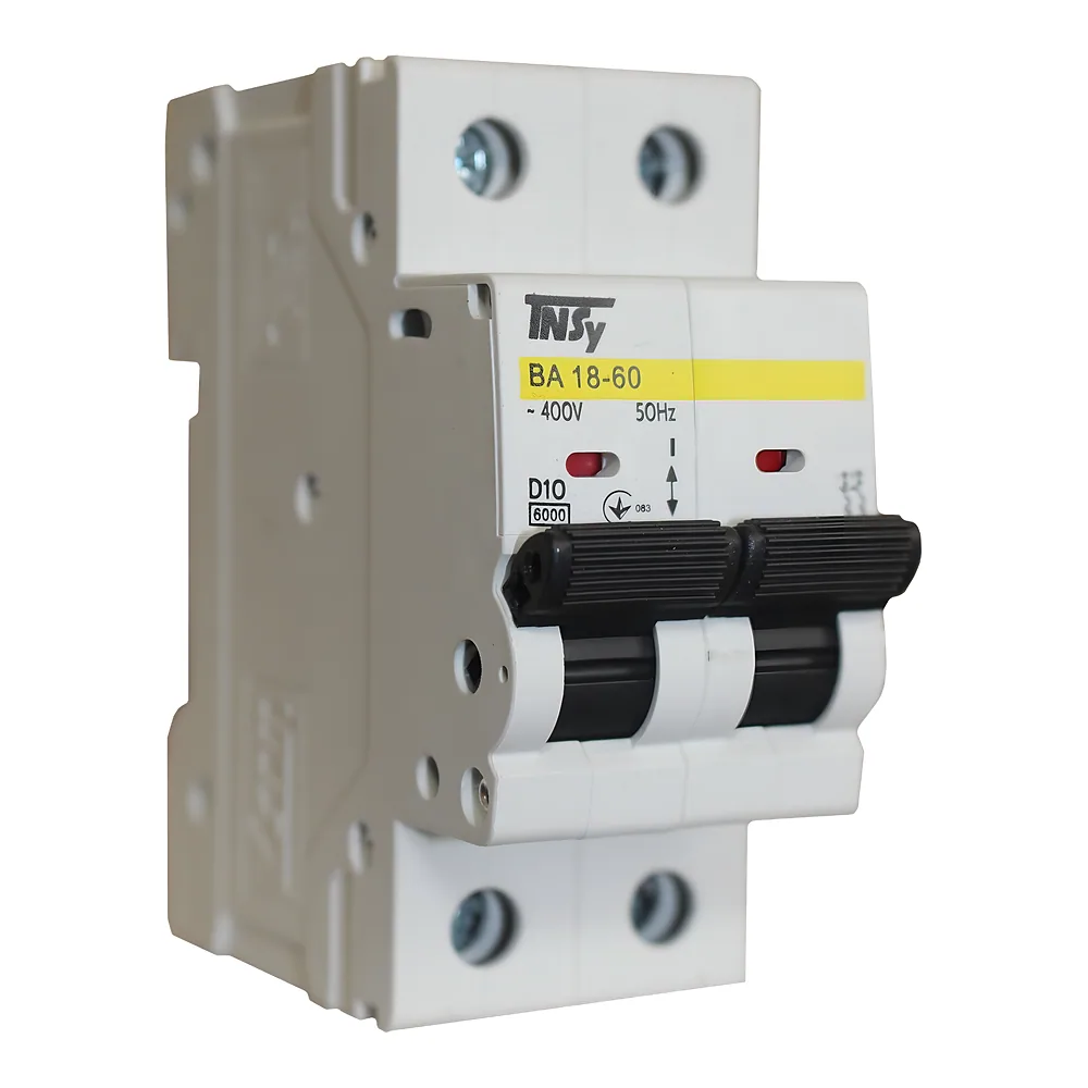 Автоматичний вимикач ВА18-60 2P 10 А 6кА характеристика D TECHNO SYSTEM TNSy5504790