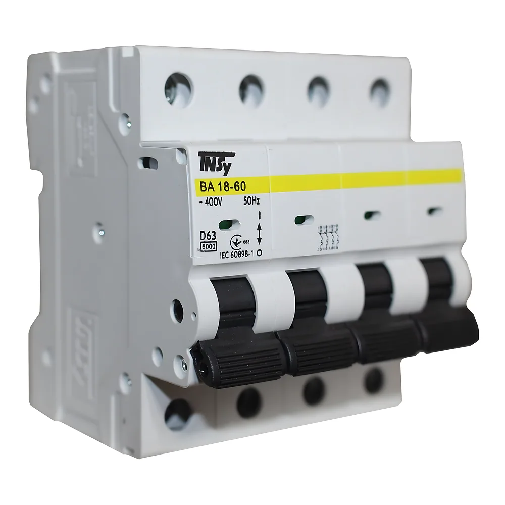 Автоматичний вимикач ВА18-60 4P 63 А 6кА характеристика D TECHNO SYSTEM TNSy5504824