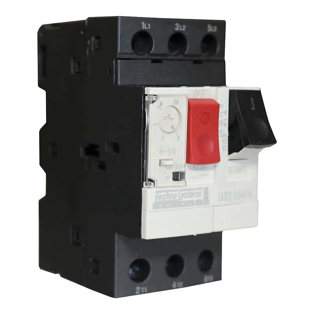 Автоматичний вимикач 1АВД10-6 А для захисту двигуна (220 В 2,2kW/400 В 4kW) TECHNO SYSTEM TNSy5505009