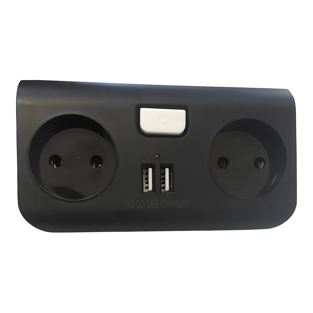 Колодка двійник лінійний з 2 USB 1 А TECHNO SYSTEM TNSy5000916