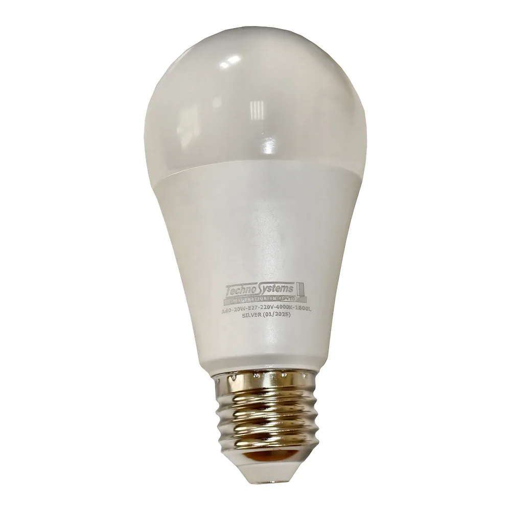 Світлодіодна лампа LED Bulb-A60-20W-E27-220V-4000K-1800L SILVER BULB TECHNO SYSTEM TNSy5000606