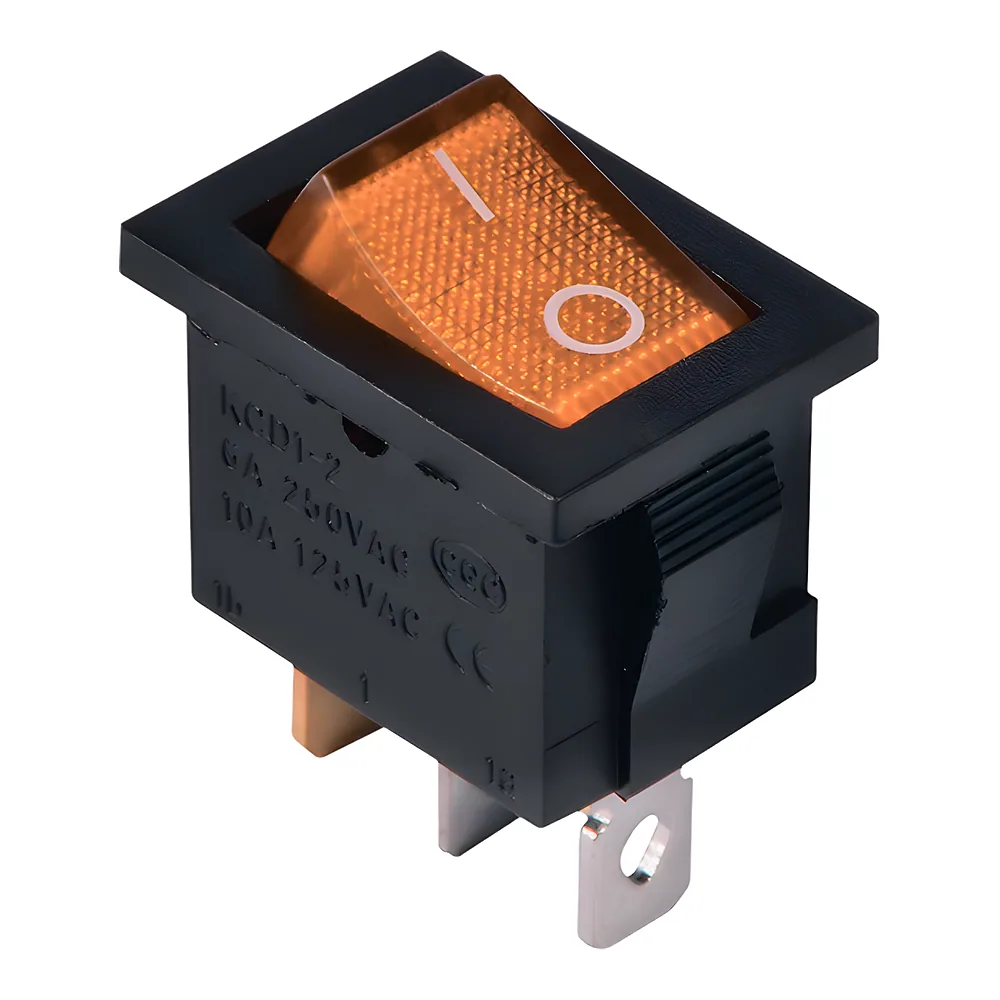Перемикач KCD1-2-101N Y/B 220 В Перемикач 1 клав жовтий з підсвічуванням TECHNO SYSTEM TNSy5500690