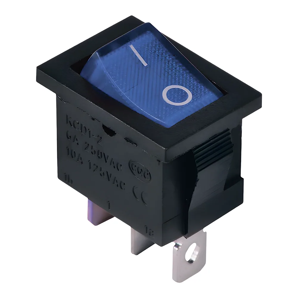 Перемикач KCD1-2-101N BL/B 220 В Перемикач 1 клав синій з підсвічуванням TECHNO SYSTEM TNSy5500691